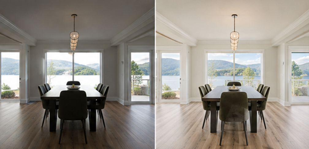 Dining room before ambient blending
